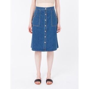 Creatures Of Comfort Denim Breton Midi Skirt